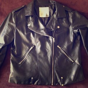 Faux leather motorcycle jacket
